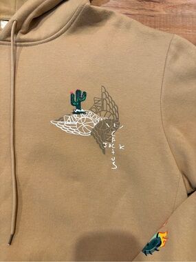 Cactus Jack by Travis Scott Tan Hoodie with Green Cactus Graphic